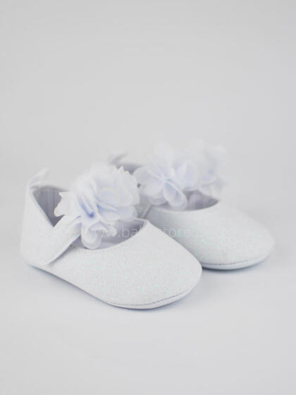 NOVITI OB006-G-01 White baby shoes with flower girl 6-12m