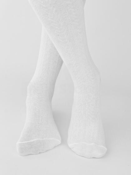 NOVITI RB012-G-01 Cotton tights striped herringbone white 80/86