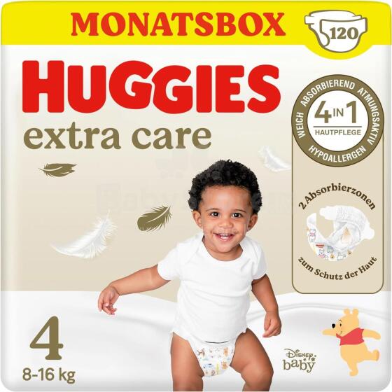 Huggies Baby Nappies Extra Care Art.041549583 Autiņbiksītes 4 izmērs, 2x60 gab.