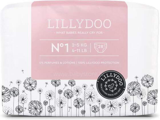 Lillydoo Sensitive Cotton Soft Nappies Art.236293 Ekoloģiskās autiņbiksītes  1 izmērs,2-5 kg