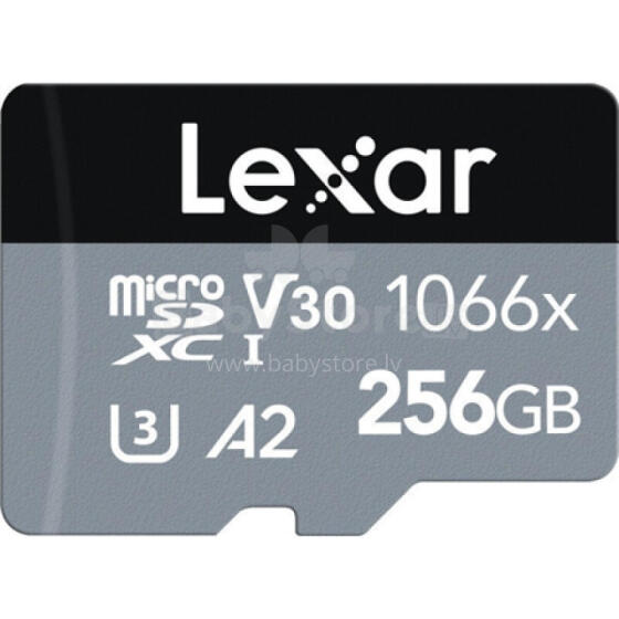 Lexar High-Performance 1066x UHS-I  MicroSDXC, 256 GB, Flash memory class 10, Black/Grey, Class: A2 V30 U3, 70 MB/s, 160 MB/s