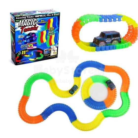 TLC Baby Magic Tracks Art.2540B Rotaļu sacīkšu trase ar spīdošu automašīnu (220 det.)