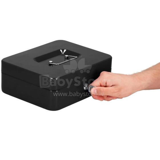 Cash box, metal safe Springos HA5042, 30x24x9 cm, container, black