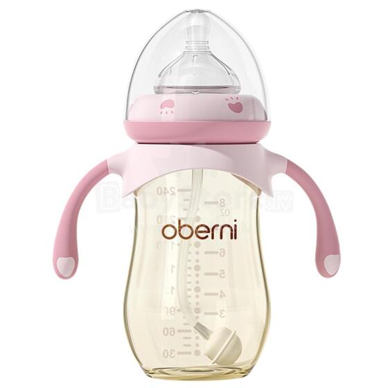 Oberni Baby Bottle Anti-Colic Art.237425 Pink Bērnu pudelīte no 6 mēnešiem ar silikona knupīti Airfree,270ml