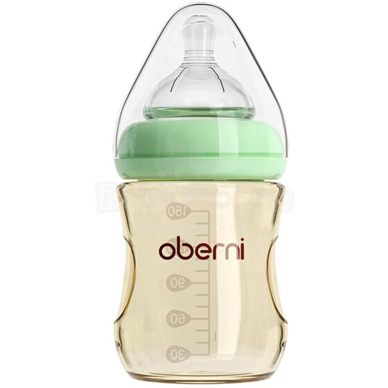 Oberni Anti-Colic Baby Bottle Art.237426 Green Бутылочка антиколиковая с силиконовой соской от 0 мес., 150мл