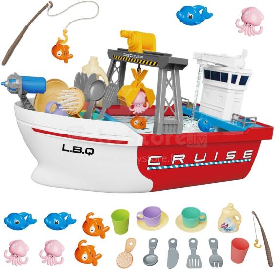 Fisca Bathtub Boat Toy with Mini Fish and Tools Art.237561 лодка для ванны с мини-рыбками