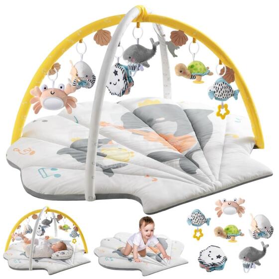 Suihuooo Baby Play Arch Ocean Shell Theme Play Mat Baby Art.237688 White Развивающий игровой коврик 2 в 1