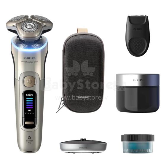 Jaunums! PHILIPS i9000 Prestige Ultra Elektroskuveklis mitrai/sausai skūšanai (lādējams), baltais zelts