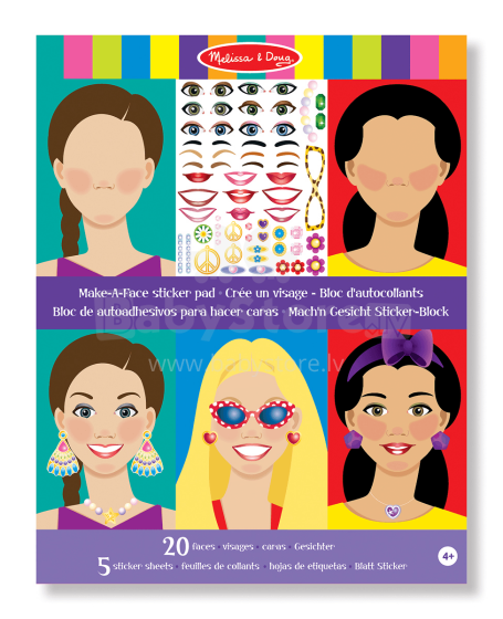 Melissa&Doug Make a Face Art.14195 līmējamo uzlīmju komplekts