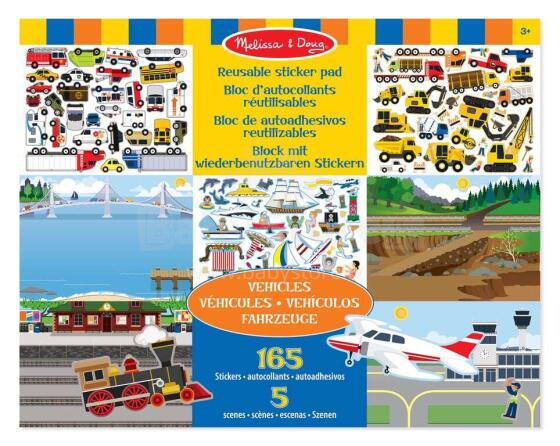 Melissa&Doug Vehicles Art.14199 daudzreiz līmējamo uzlīmju kolekcija un albums - Transportlīdzekļi