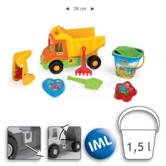 WADER 70340 Happy Summer - Multi Truck Pašizgāzējs ar komplektu smiltīm spainī