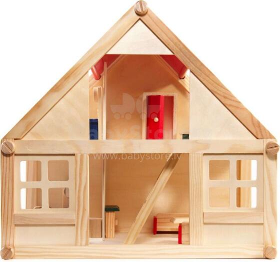 Ikonka DollHouse Art.KX6486  Деревянный кукольный домик Монтессори, 40см