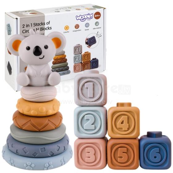 WOOPIE BABY 51718 3in1 komplekts piramīda, klucīši, zobains