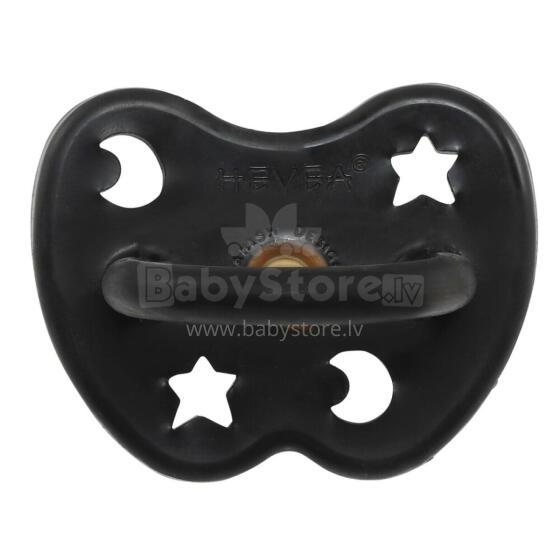 Hevea Round Stars Moon  Art.239412 Space Black Анатомическая/ортодонтическая Пустышка из 100% натурального каучука 3-36 мес.