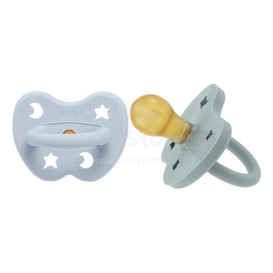 Hevea Natural Rubber Pacifier Round Art.239425 Cabin Blue/Grey Natural anatomical 3-36 month