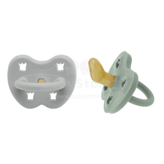 Hevea Natural Rubber Pacifier Anatomical Art.239435 Grey/Sage Анатомическая/ортодонтическая Пустышка из 100% натурального каучука 3-36 мес,2 шт