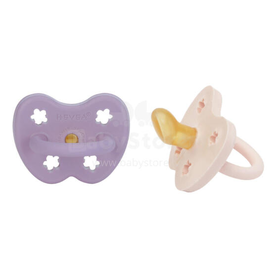 Hevea Natural Rubber Pacifier Anatomical Art.239438 Powder Pink/lavender Natural anatomical 3-36 month