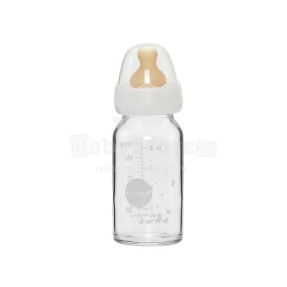 Hevea Glass Baby Bottle Art.239498 Бутылочка стеклянная для кормления 120мл