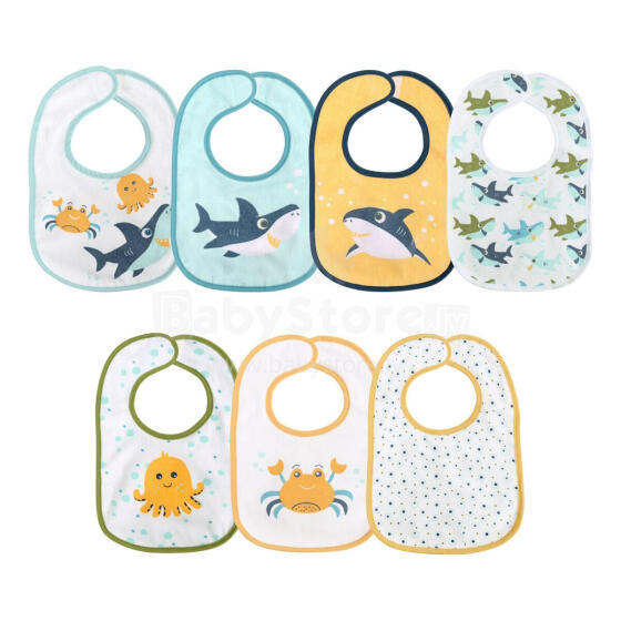 Lorelli Bibs Art.1026024 Слюнявчик из хлопчатобумажной ткани с клеёнкой, на верёвочках (7 шт.)
