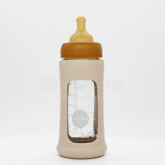 Hevea Glass Baby Bottle Wide Neck Art.478607 Sand