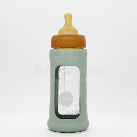 Hevea Glass Baby Bottle Wide Neck Art.478611 Seafoam Blue