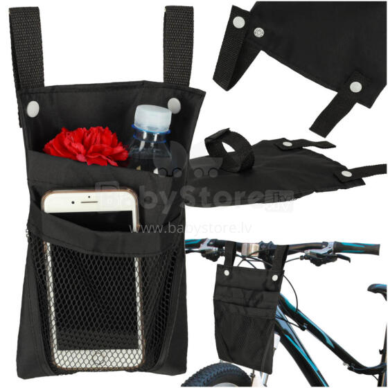 Ikonka Art.KX3268 Velosipēda motorollera stūres telefona pannier soma melna