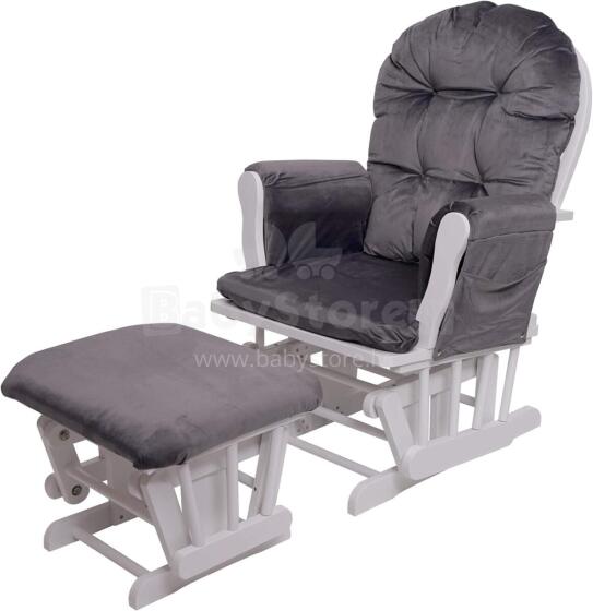 Mendler Relaxing Rocking Chair Art.HWC-C76 Velvet Grey Rocking chair for feeding
