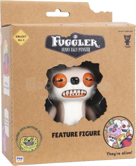 Fuggler figūra “Teddy Bear Nightmare” bēšs – smieklīga neglīta monstru plīša rotaļlieta ar cilvēkveidīgiem zobiem 11cm