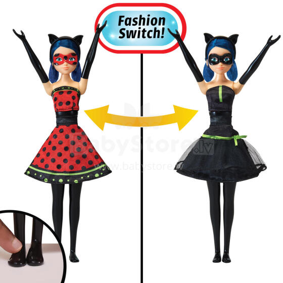MIRACULOUS lelle Hero Switch Ladybug Fashion Doll, 50414