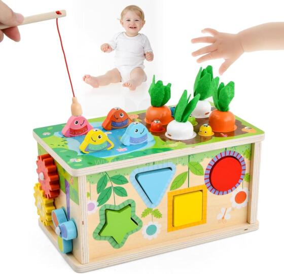 Focenat Montessori Wooden Toy 9-in-1 Art.241410 Koka puzle Montessori