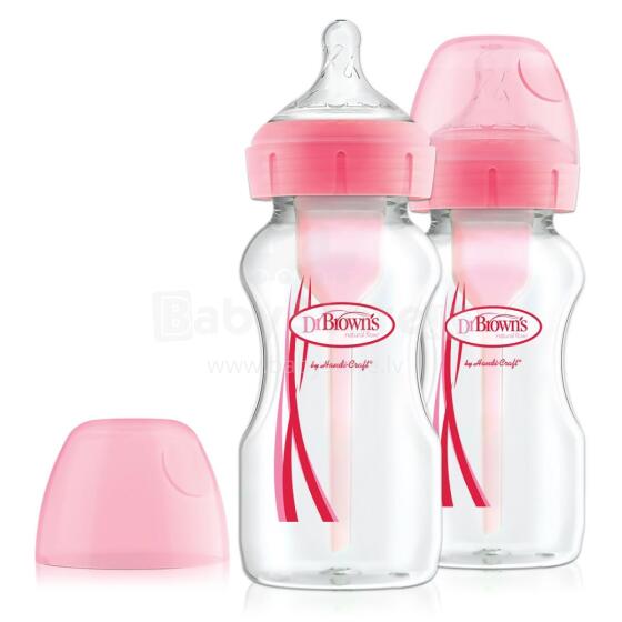 Dr.Browns WB92601 Pudele ar platu kaklu 270 ml PP OPTIONS PLUS 2 PACK rozā
