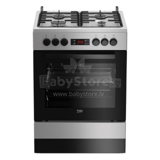 BEKO Cooker FSM62320DSS 60 cm, A, Gas/Electric, LED screen, Inox color/black glass