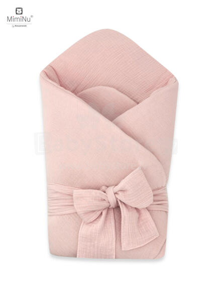 KIECZMERSKI Baby wrap with bow COTTON MUSLIN powder pink 100% cotton