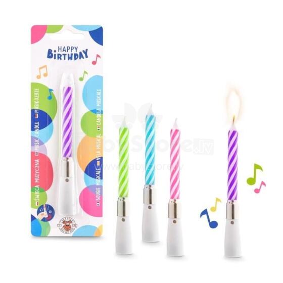 Birthday Fun - candle with ‘Happy Birthday’ song, 4 assorted