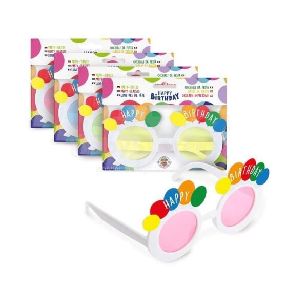 Birthday Fun - ‘Happy Birthday’ glasses, 4 assorted