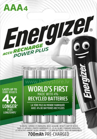 ENERGIZER BATTERY Accu Recharge Power Plus 700 мАч AAA HR3/4 перезаряжаемый, 4 шт.
