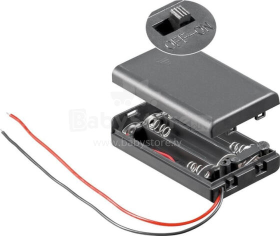 Держатель для 3x AAA (Micro) батареек - соединение с кабелем на свободном конце