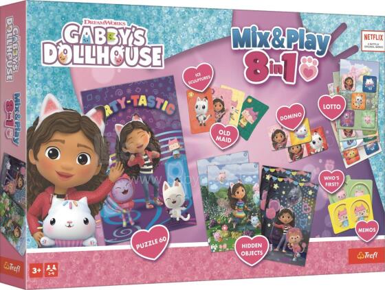TREFL GABBY´S DOLLHOUSE 8in1 Mix&Play набор настольных игр Кукольный домик Габби