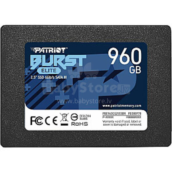 Твердотельный накопитель Patriot Burst Elite 960 ГБ, 2,5 дюйма, SATA III (PBE960GS25SSDR)