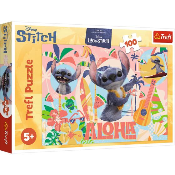 TREFL 16495 Puzzle 100 Stitch and friends in action