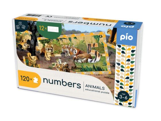 Izglītojoša puzle NUMBERS - AFRICAN ANIMALS, 2-6 gadu bērniem