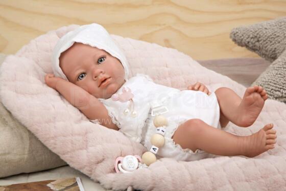 Reborn lelle ar baltu apģērbu, meitene, 38 cm