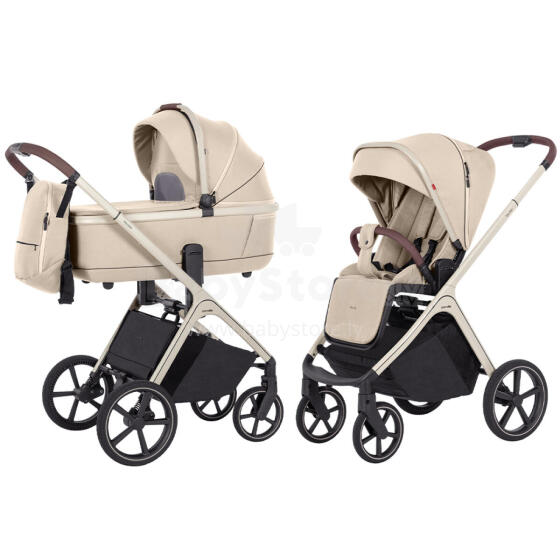 Bērnu ratiņi 2w1 CARRELLO Vector CRL-6550 jūras gliemežvāku bēšs
