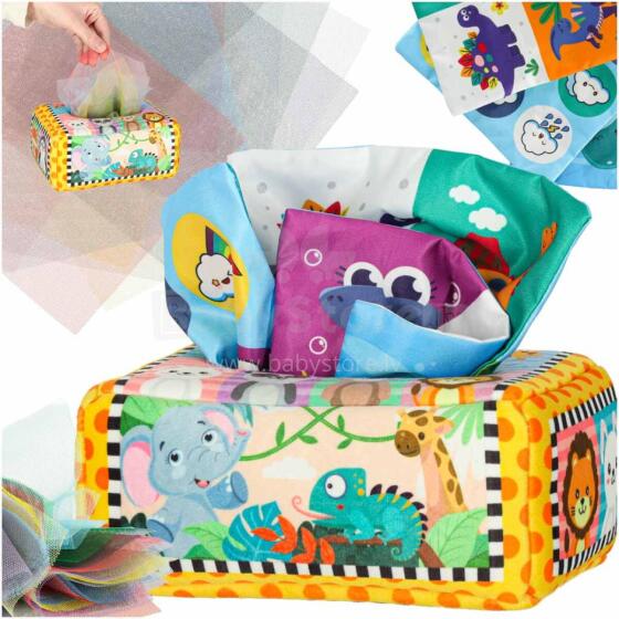 Ikonka Art.KX3194 Sorteris salvešu kaste sensorās montessori plīša numuri burti