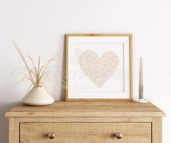 Room Accesories Art.246384 Decorative wall art in frame  "Heart" – fluffy textile panel for kids' room