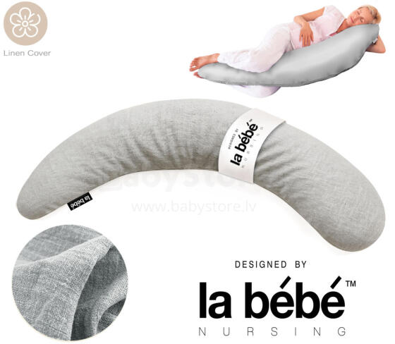 La Bebe™ Moon Linen Maternity Pillow  Art.246541 Large pregnancy pillow with Memory Foam filling (especially soft and quiet filling) 195cm