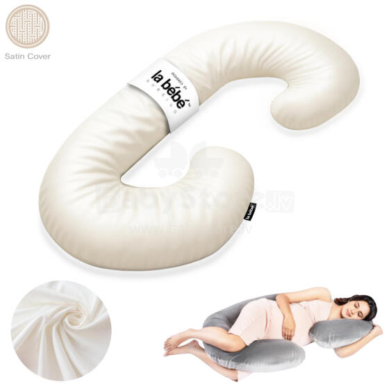 La Bebe™ Maternity Satin Pillow Sì -Duo Art.246561 Сатиновая ткань, белый. Многофункциональная подушка/подкова для беременных с наполнителем memory foam