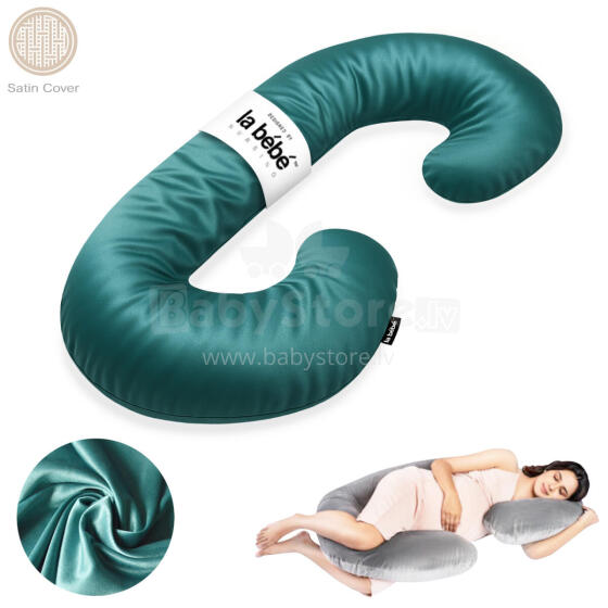 La Bebe™ Maternity Satin Pillow Sì - Duo Art.246562 Satin fabric, emerald. Multifunctional maternity pillow with memory foam filling