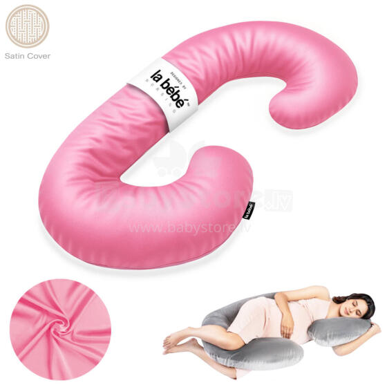 La Bebe™ Maternity Satin Pillow Sì - Duo Art.246564 Satin fabric, pink. Multifunctional maternity pillow with memory foam filling