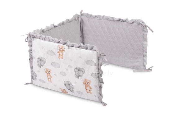 BED BUMPER TEDDY GREY